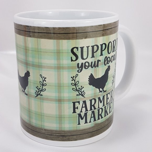 Vintage Statement Mug Teacup Support Your Local Farmers Market Graphic Quote - Picture 10 of 14